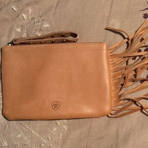Ariat Brown Leather Fringe Wristlet